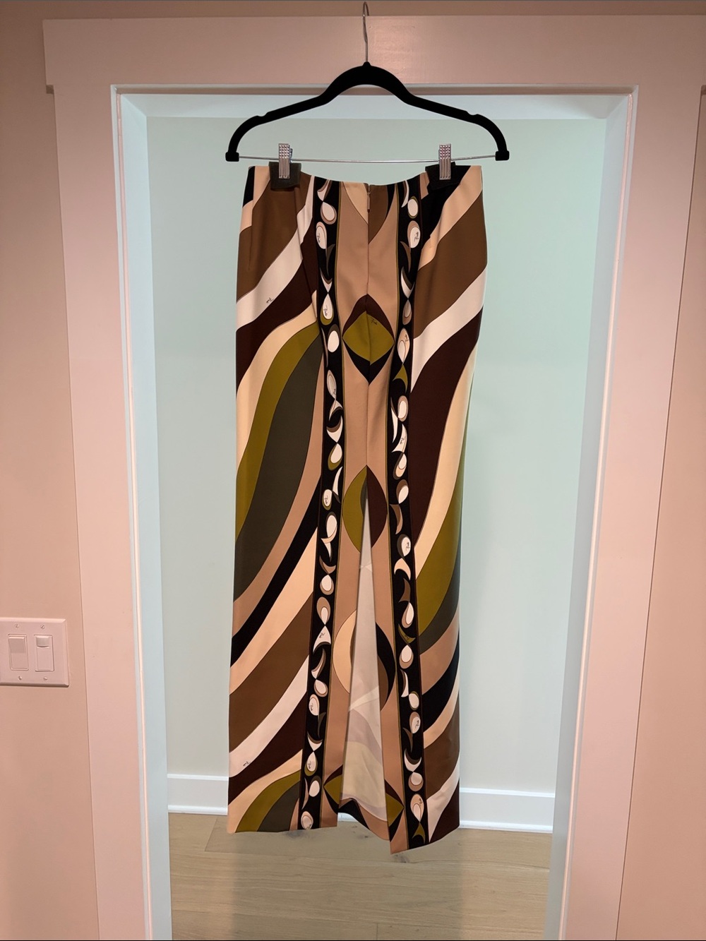 EUC Emilio Pucci Maxi Skirt in Khaki & Muschio Sz 42 IT (6US) - Picture 7 of 8